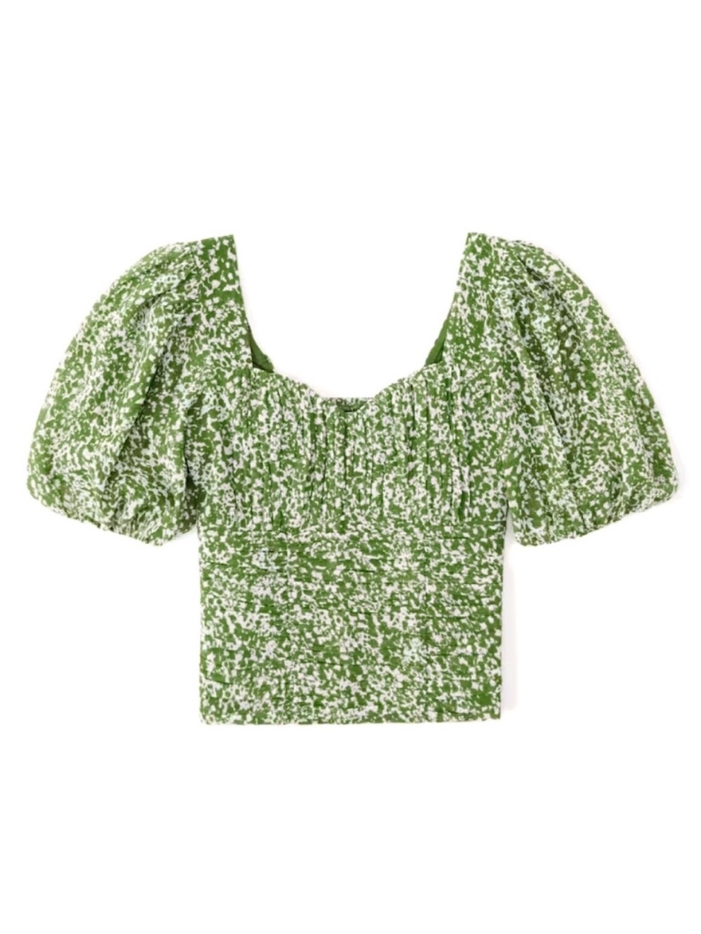 Abercrombie & Fitch Green Puff Sleeve Top - Women's